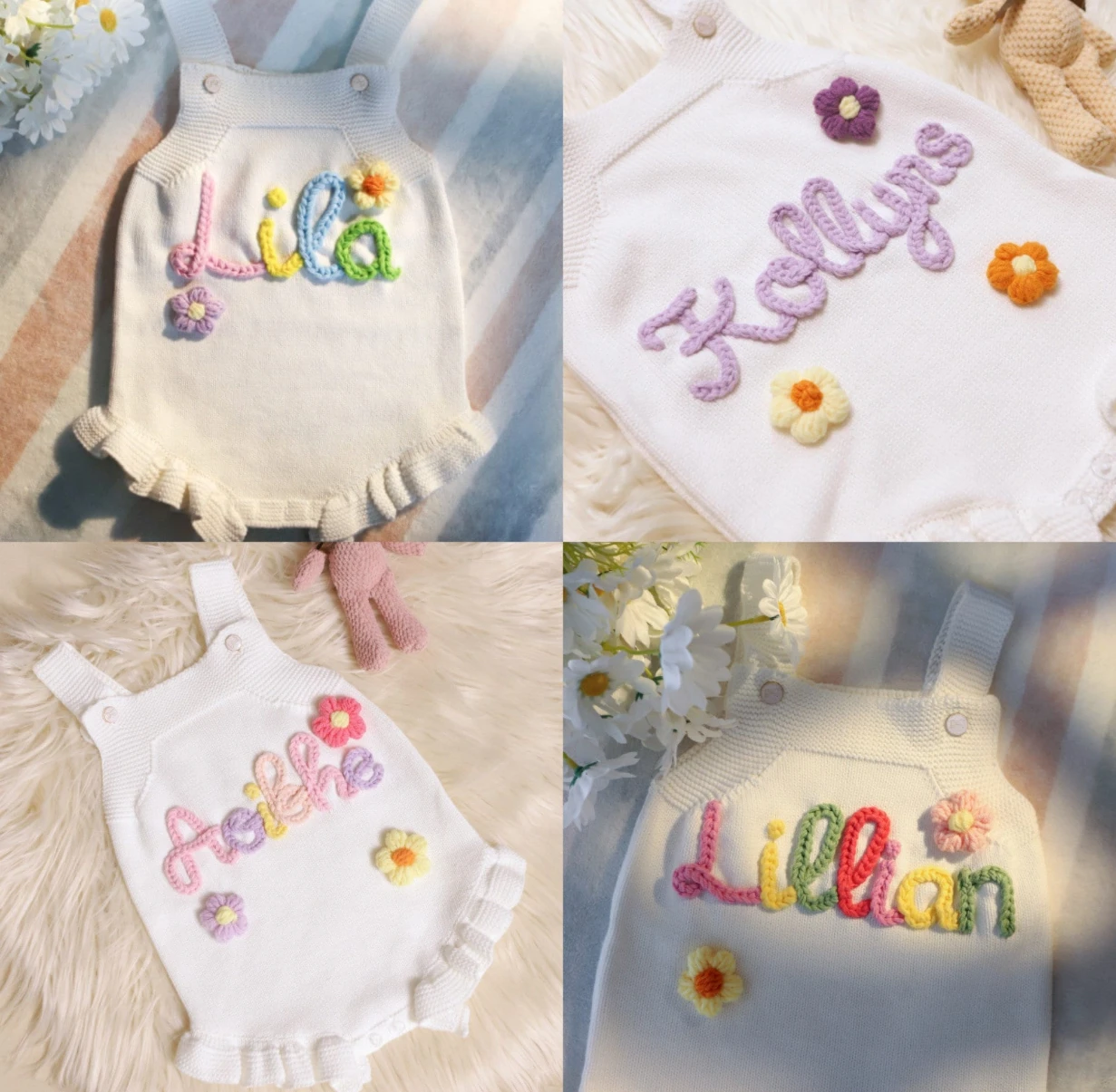 Personalized Baby Knit Bodysuit Custom Name One Piece Spring Infants Children Girls Gifts Clothes New Born Ropa Para Bebe Romper