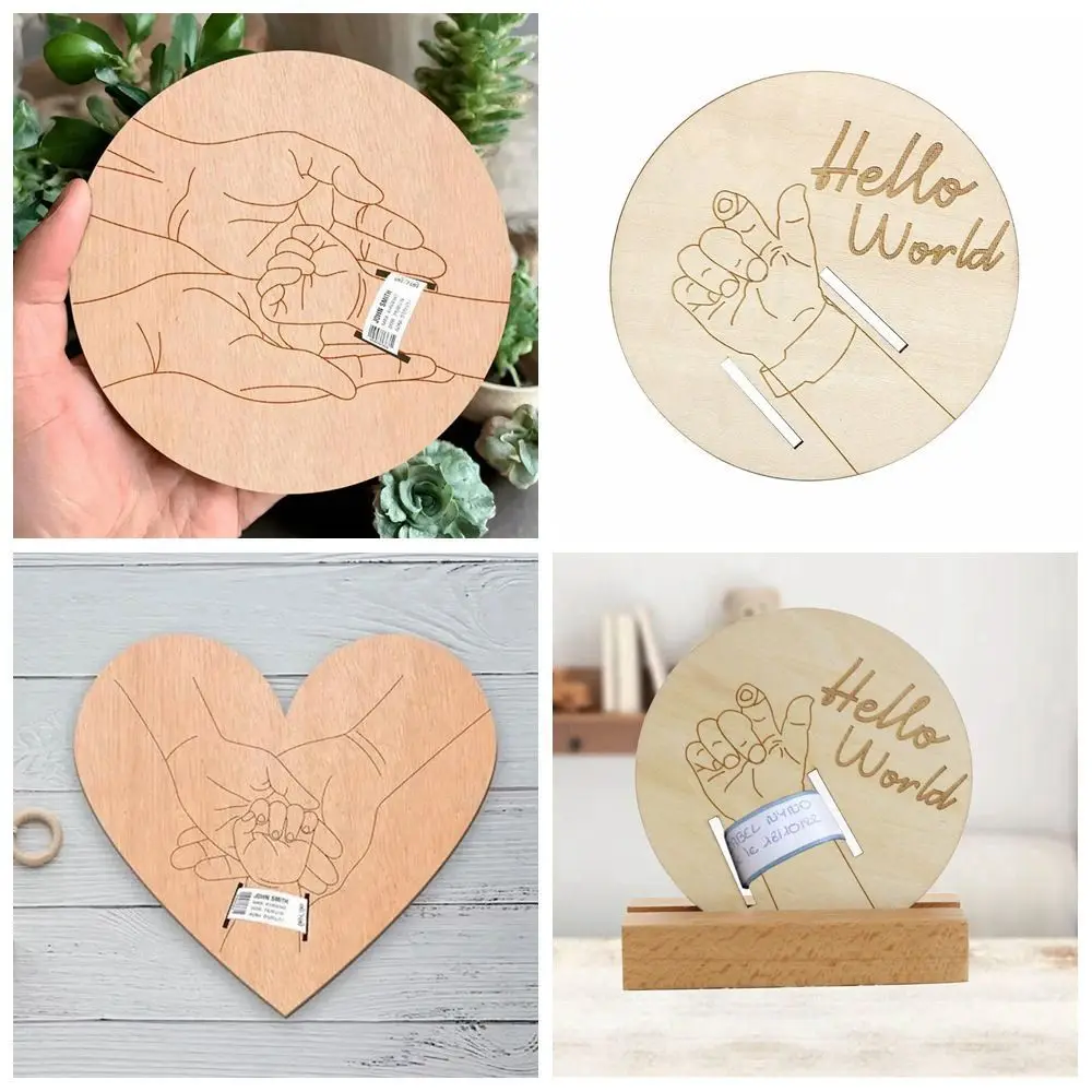 Nuevo patrón de moda de madera para nacimiento de bebé, placa comemorativa de Hospital, adorno de placa de colección circular t