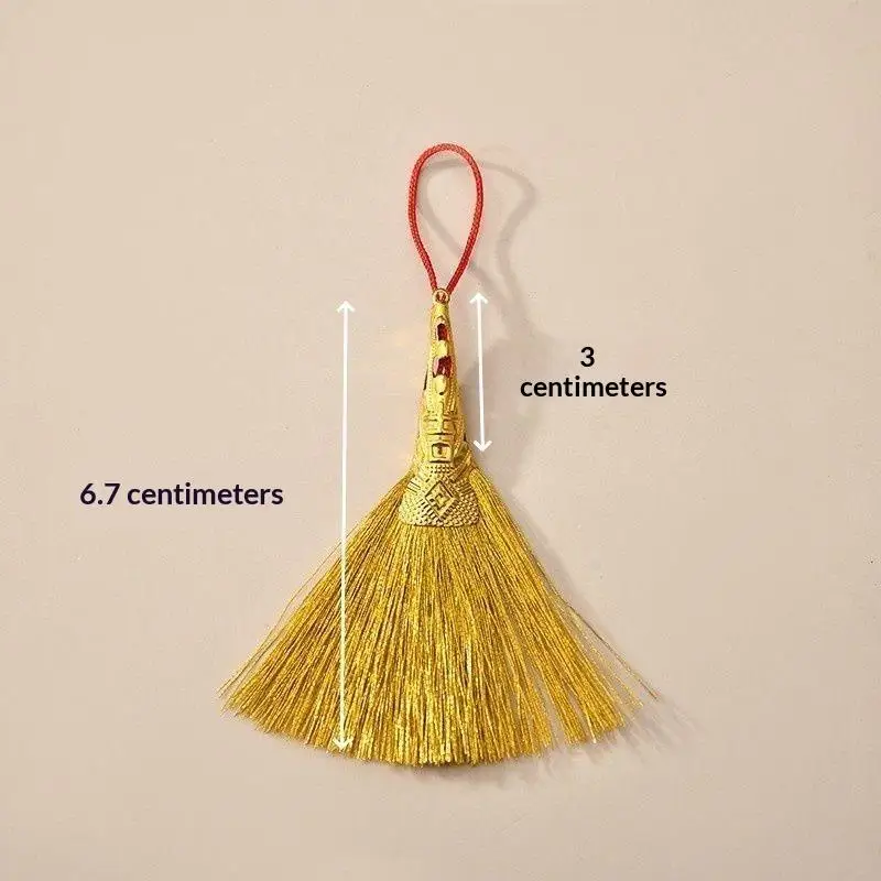 10Pcs Magic Golden With Tassels, Feng Shui Wealth Attraction & Housewarming Gift, Bohemian Good Luck Enhancer Decor