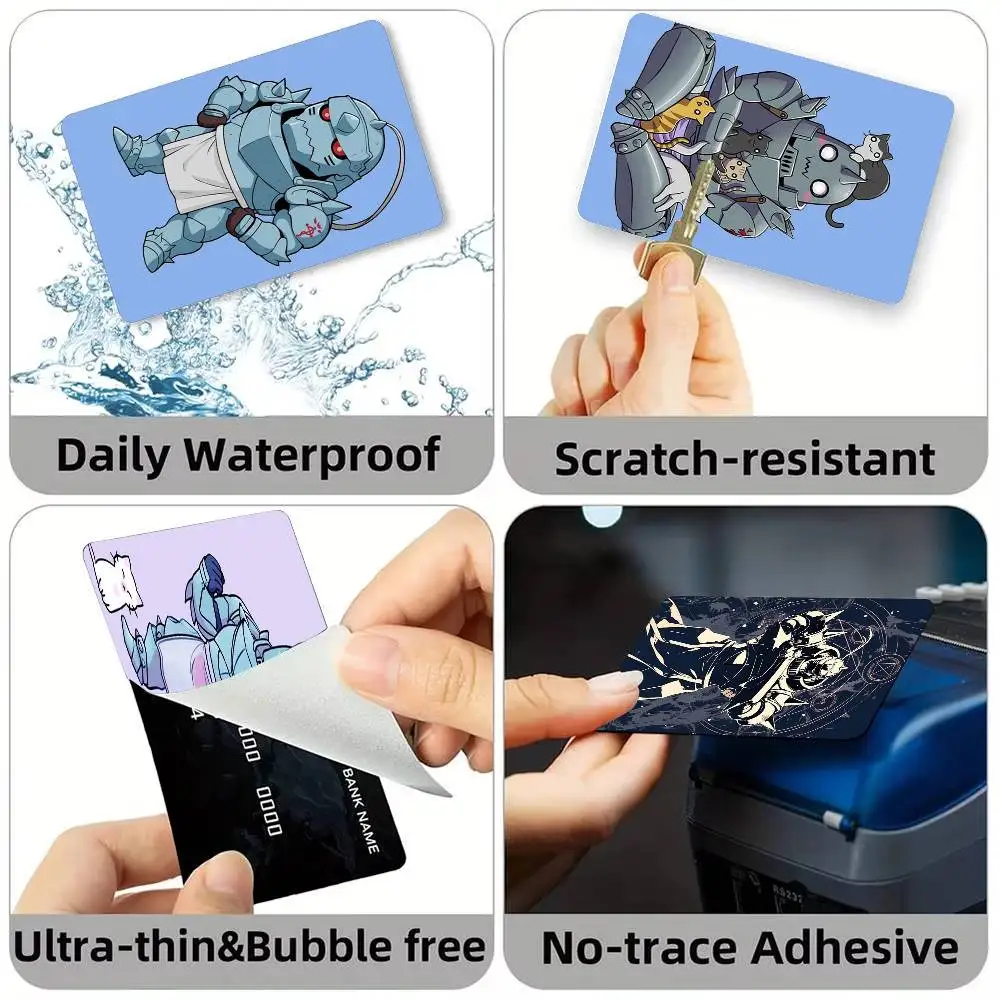 F-Fullmetal Alchemist Alphonse Elric Credit Card HD Stickers Game Card Decal Small Chip Waterproof Sticker Gift