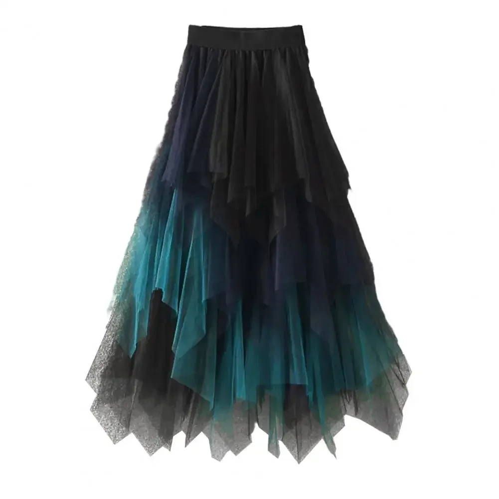 

Women Stylish Gauze Skirt High-quality Fabric Stylish Skirt Colorful Mesh Multi-layered Midi Skirt with High Elastic for Women