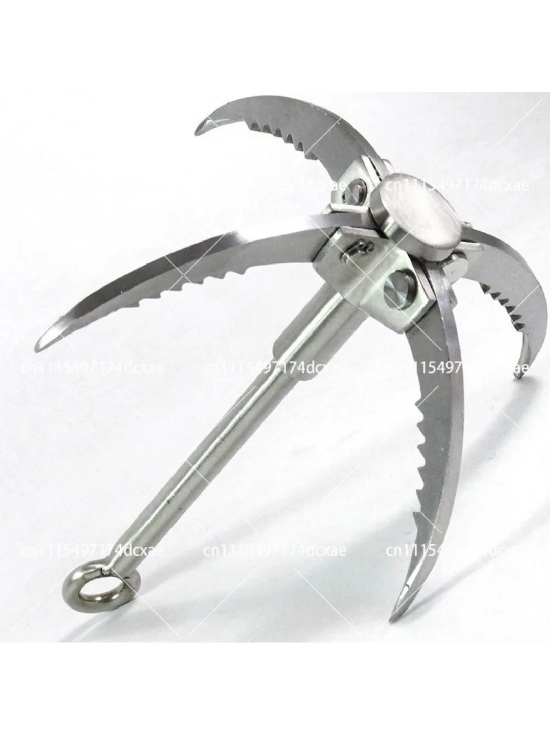 4-Prong Stainless Steel Climbing Hook Tiger Claw for Outdoor Mountaineering Rock Survival