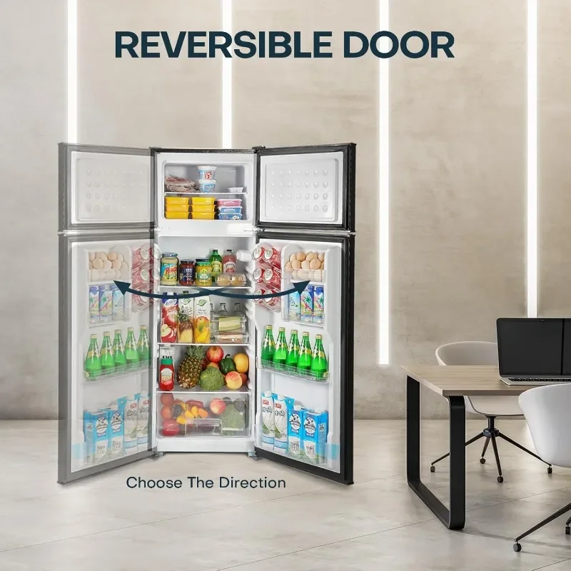 Upstreman 7.7 Cu.Ft. Refrigerator with Freezer, Double Door Refrigerator, Adjustable Thermostat, Large Capacity