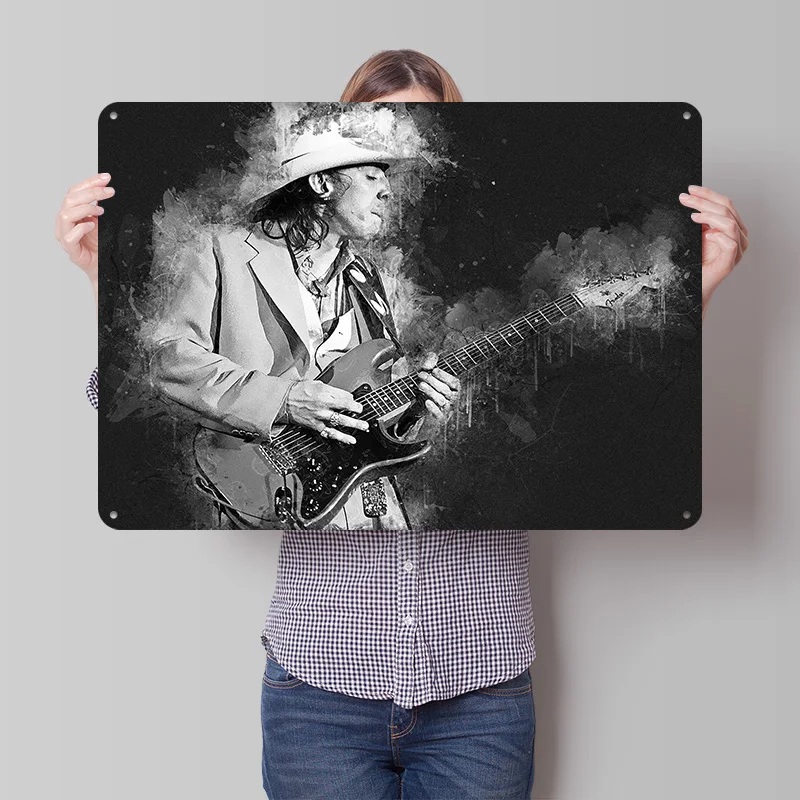 Stevie Ray Vaughan 3D Texture Metal Poster Customized Wall Art Tin Sign Gift for Mancave Vintage Decor Room Decorating Interior