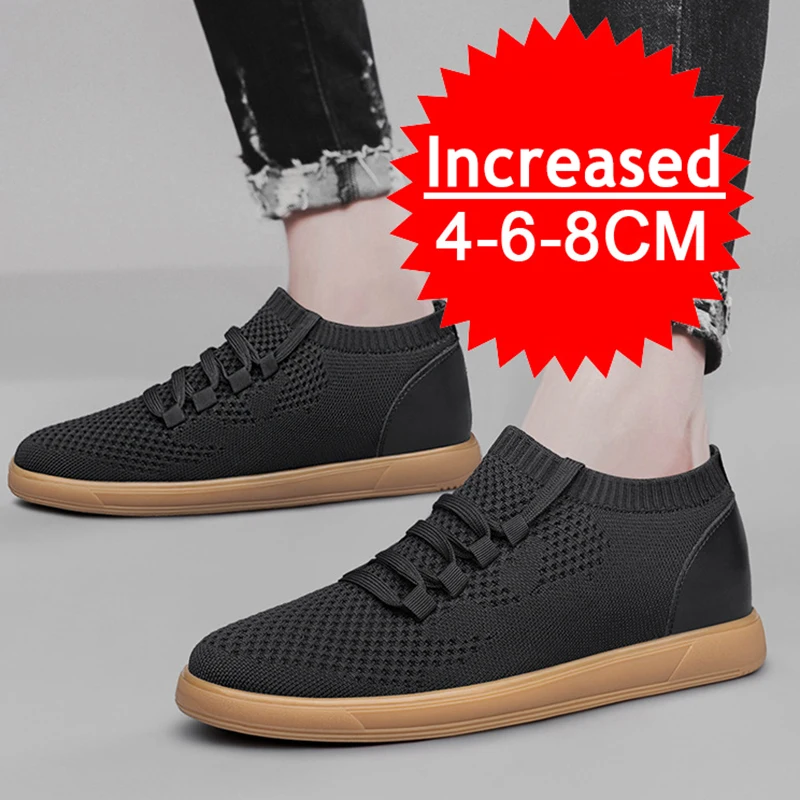 

Men Elevator Shoes Breathable Mesh Height Increase Sneakers Shoes Sports Casual Shoes Invisible Inner Heightening 8cm Man Shoes