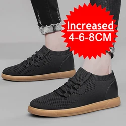 Men Elevator Shoes Breathable Mesh Height Increase Sneakers Shoes Sports Casual Shoes Invisible Inner Heightening 8cm Man Shoes