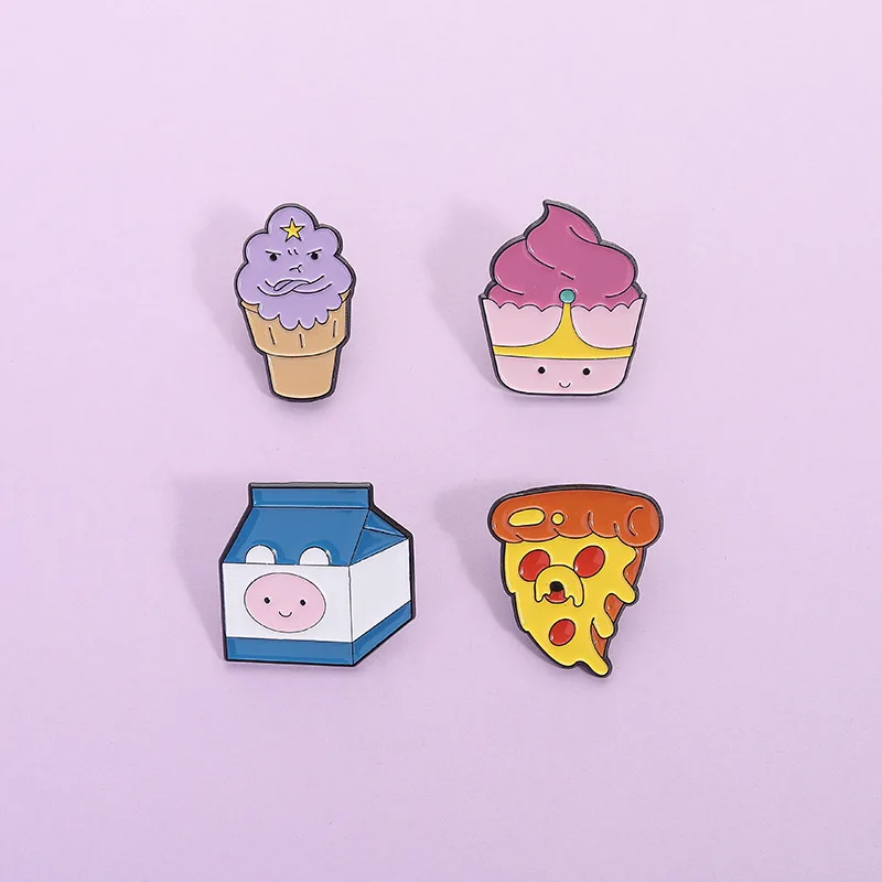 Cute Food Brooch Set, Cartoon Ice Cream Cupcake Enamel Pins, Unique Backpack Decor, Ideal Birthday Gift For Foodie Friends