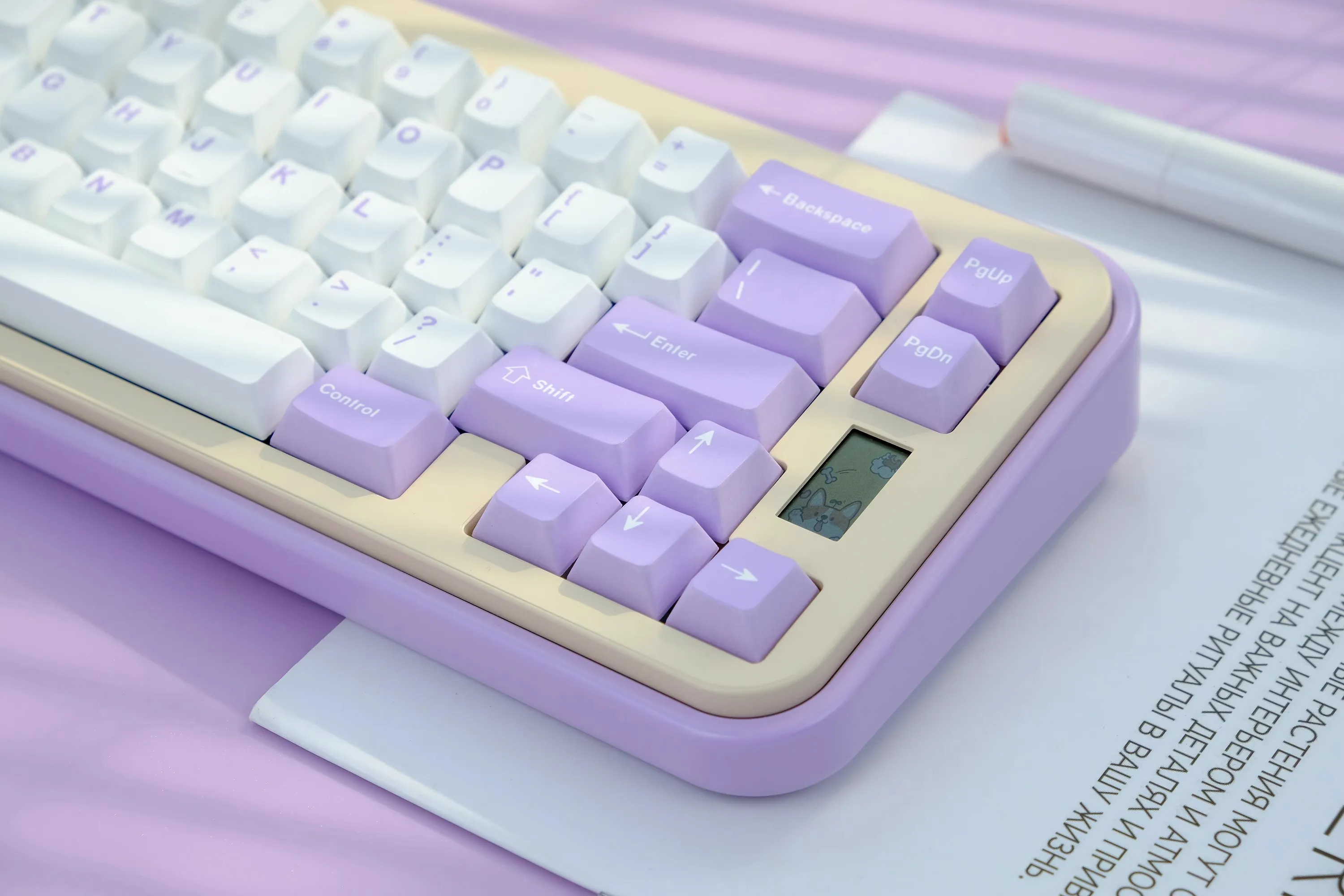 Imagem -03 - Cereja Perfil Roxo Lavanda Keycap Pbt Sublimação Dye Inglês Interruptor mx Teclado Mecânico 61 64 68 75 84 87 96