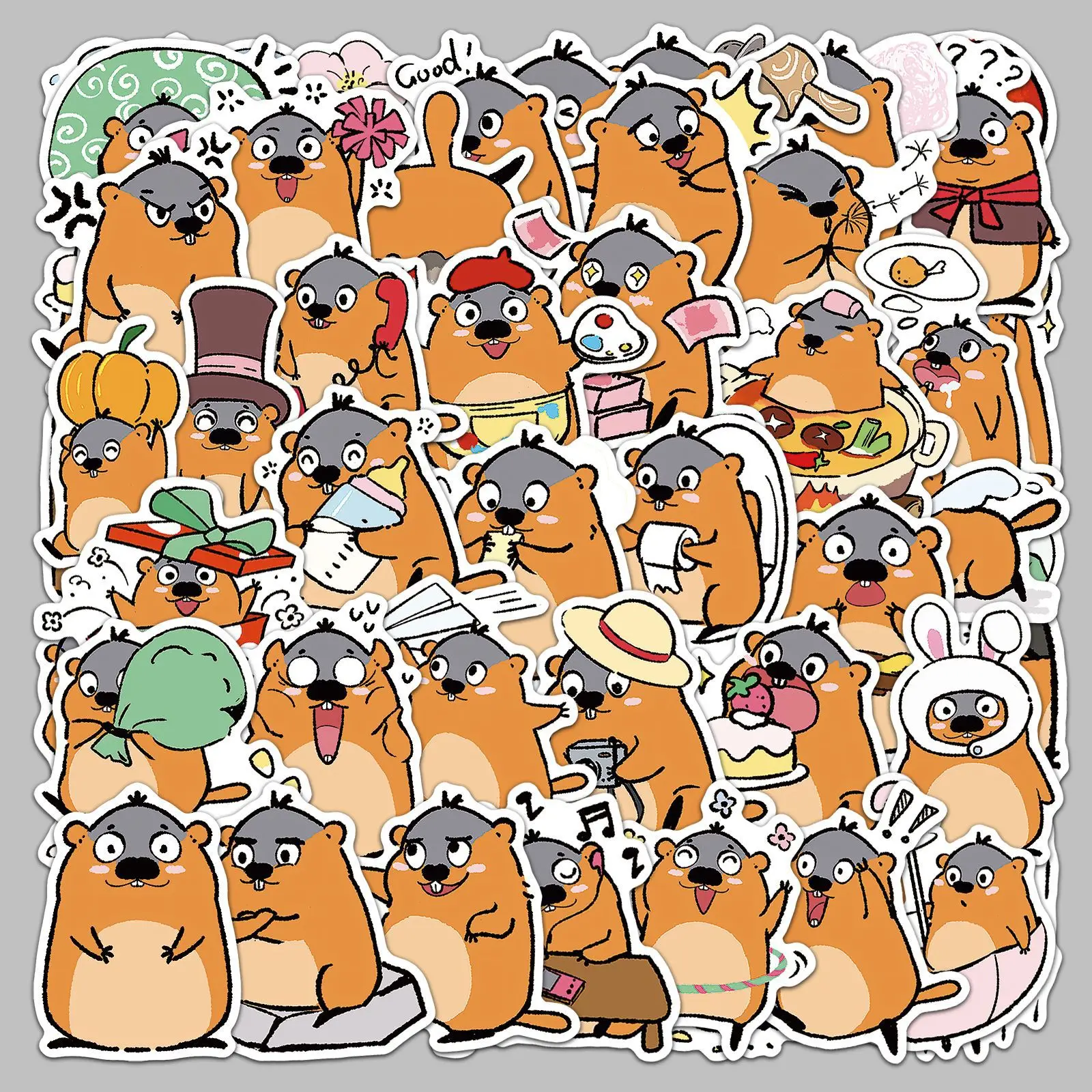 

50Pcs Cartoon Style Cute Funny Groundhog Series Graffiti Stickers Suitable For Helmet Desktop Wall Decoration DIY Stickers