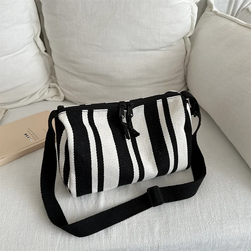 

College style tote bag women's striped contrasting color schoolbag leisure backpack travel bag