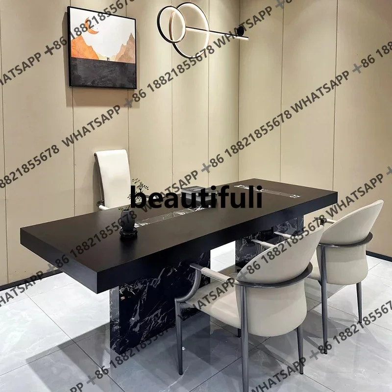 

Italian light luxury rock slab modern simple rectangular household small apartment western restaurant dining table R