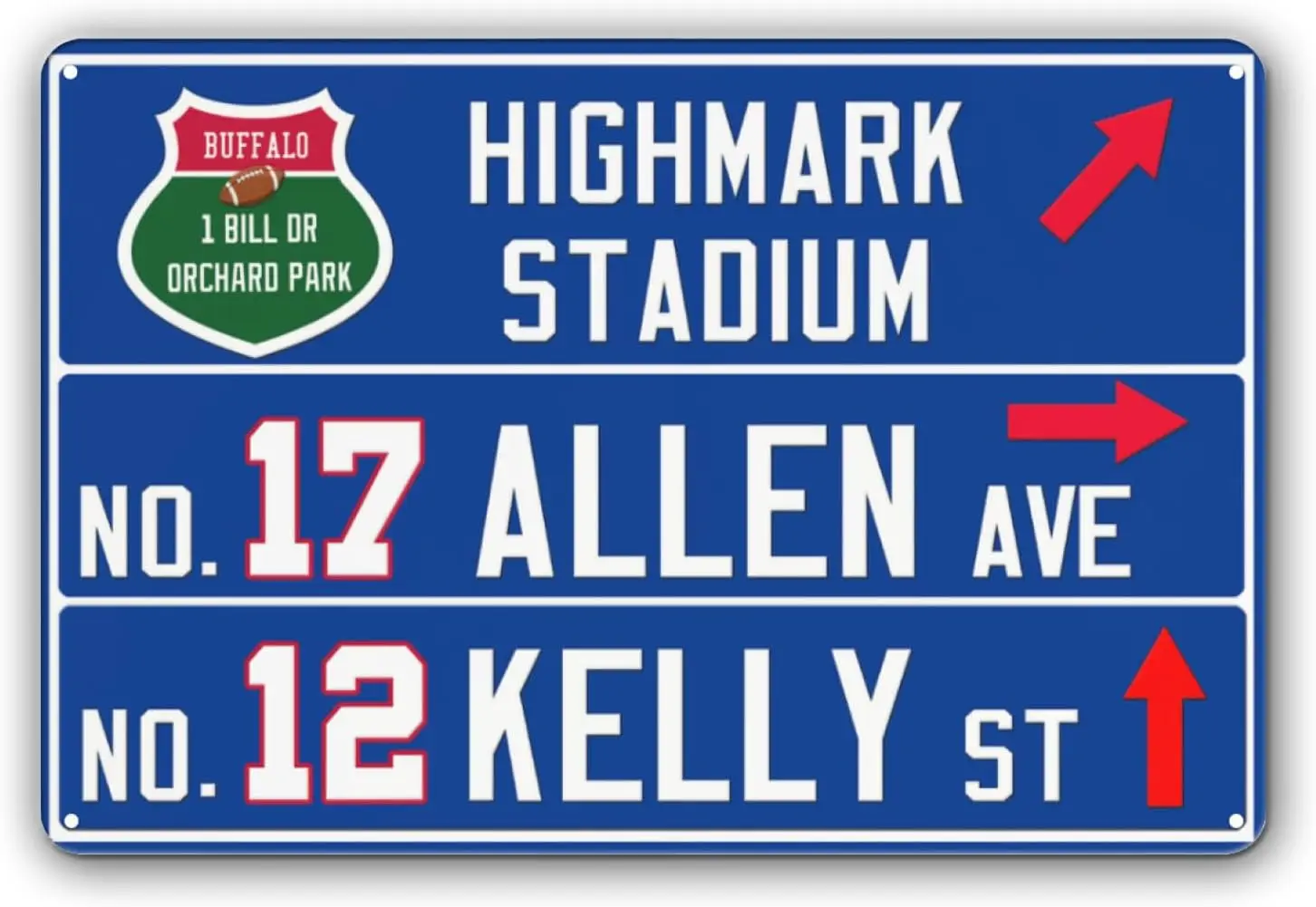 12” x 8” Bill Wall Decor Art Poster, Buffalo Football Metal Tin Sign, Bill Gifts for Boys Men Home Room Decor--Tin Sign