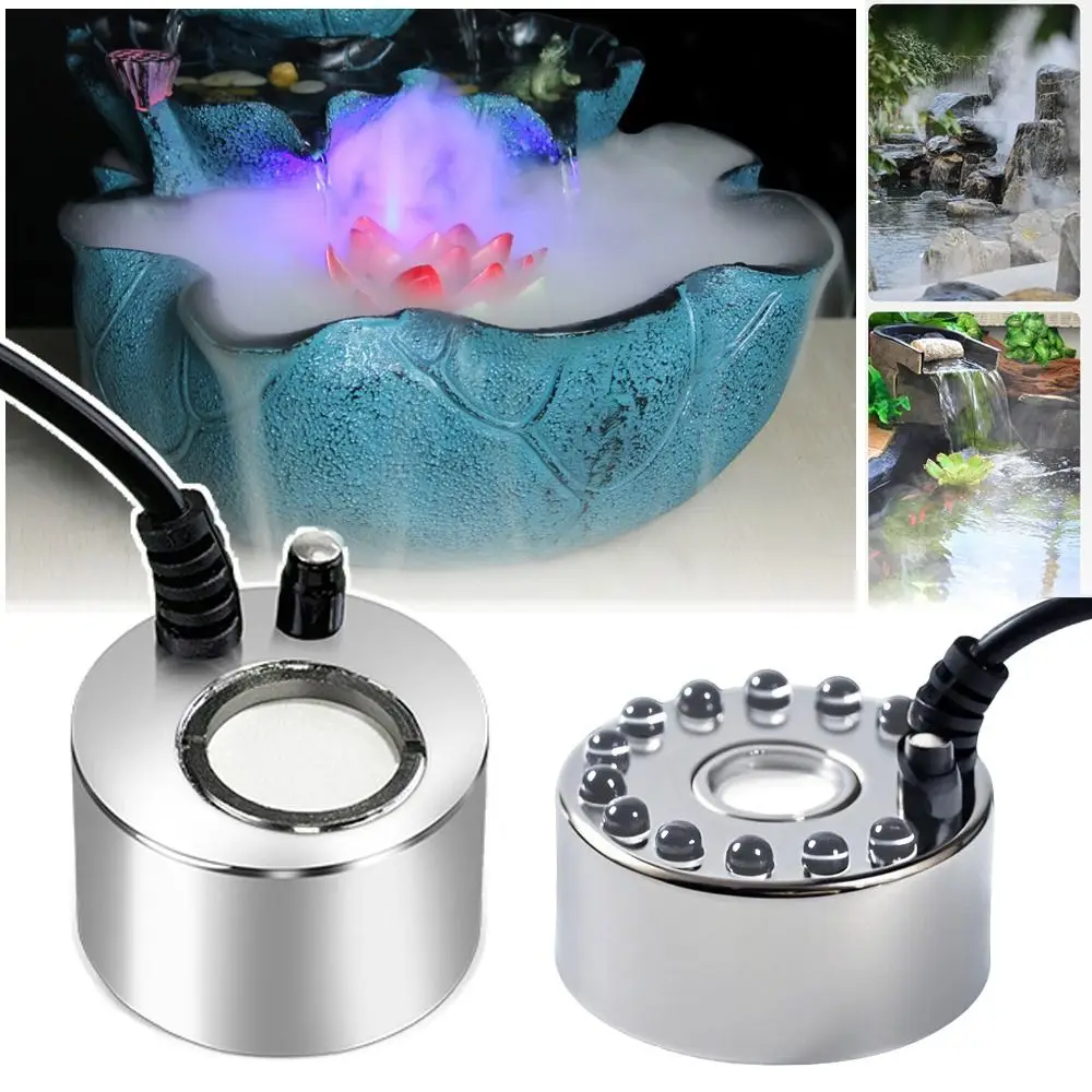 Colorful Light Landscape Mist Maker Ultrasonic Atomizing Head Nebulizer Bonsai Water Pump Indoor Landscaping 24v Transformer
