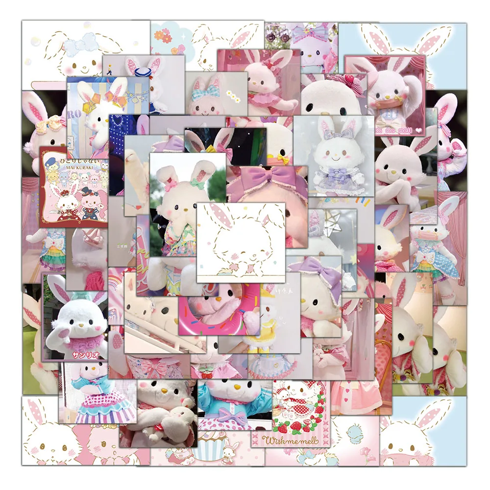 50 قطعة صورة كرتونية على شكل أرنب وردي لطيف مجموعة كبيرة من ملصقات جرافيتي أقراص متنقلة ملصقات مقاومة للماء للأمتعة