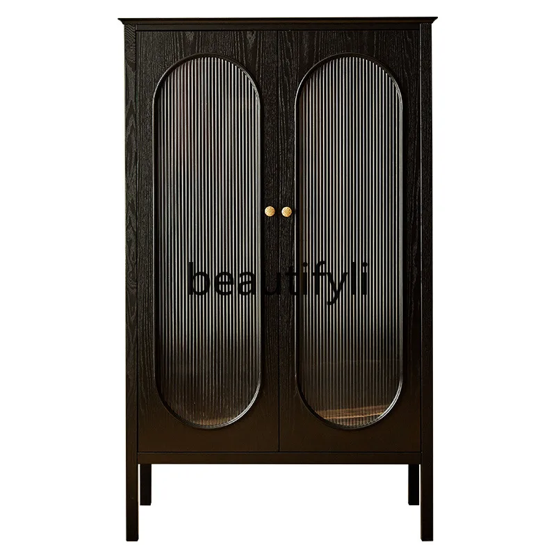 American Style Solid Wood Wardrobe Vintage Storage Changhong Glass Home Closet Multifunctional Storage Cabinet