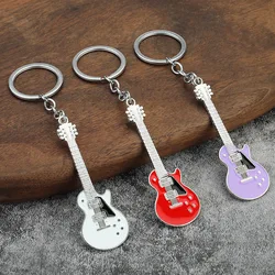 Punk Style Microphone Guitar Shape Keyring for Women Men Music Lover y2k Accessories Unusual Metal Keychain for Car Keys