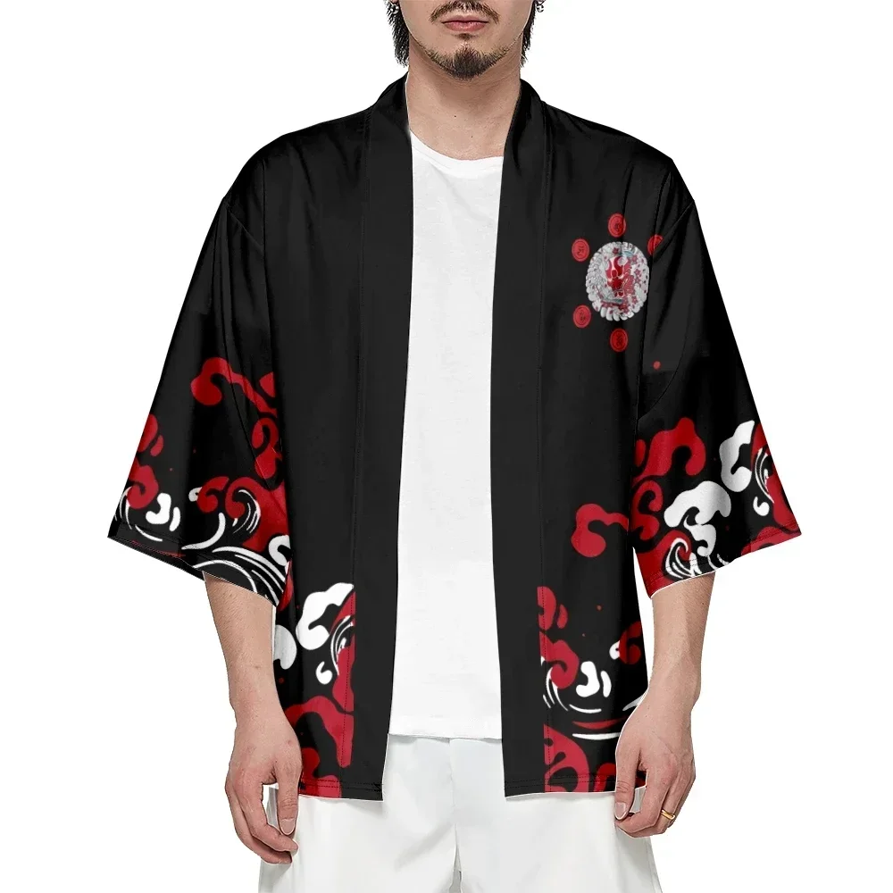 Yukata da uomo tradizionale giapponese Demon Wave 3D stampato Kimono Cardigan Cosplay abbigliamento di alta qualità