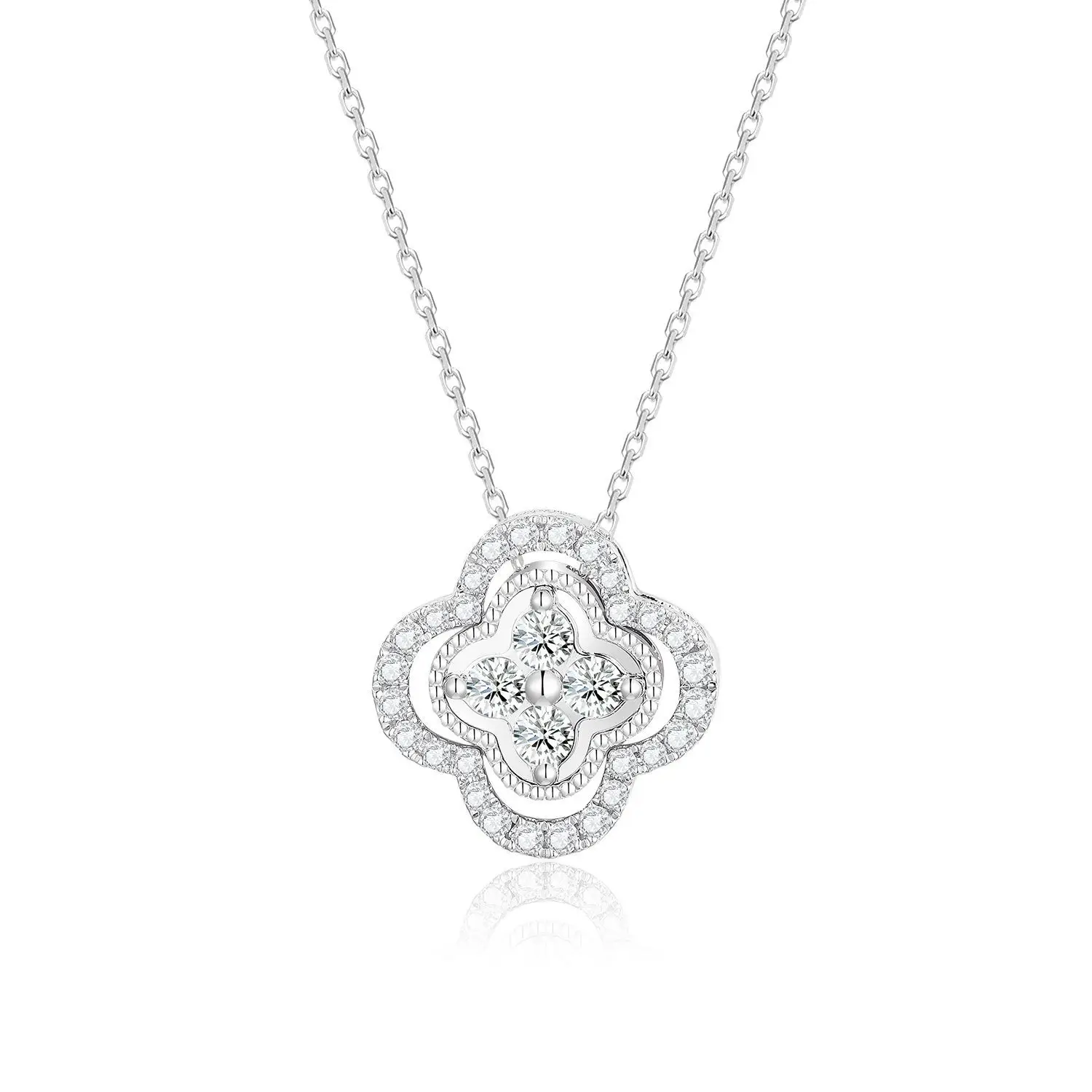 

18K White Gold NGIC/NGTC Lab Grow Diamonds Flower Necklace For Women Elegant Charming Jewelry