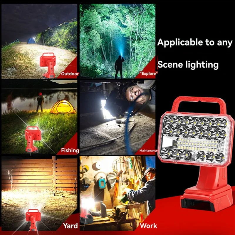 CQMF-For M18 18V 18W ضوء العمل LED المحمول - 2000LM USB قابل لإعادة الشحن لإضاءة موقع العمل في الهواء الطلق