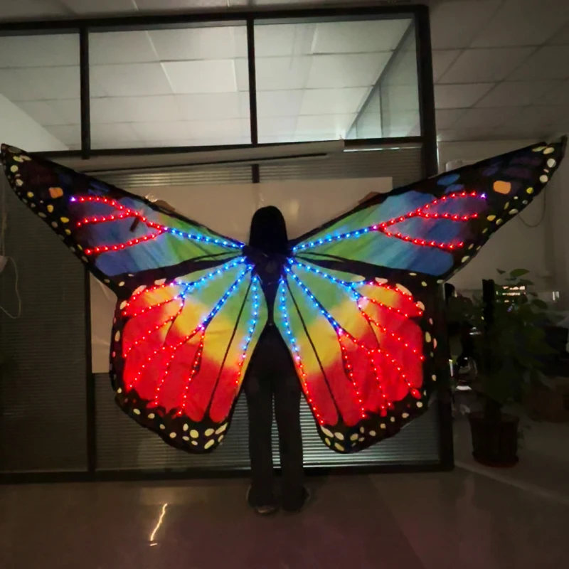 APP Control Full Color Adult LED Belly Dance Wing Butterfly Performance LED Wings Girls Dance Cloak Stage Props Party Show Wear