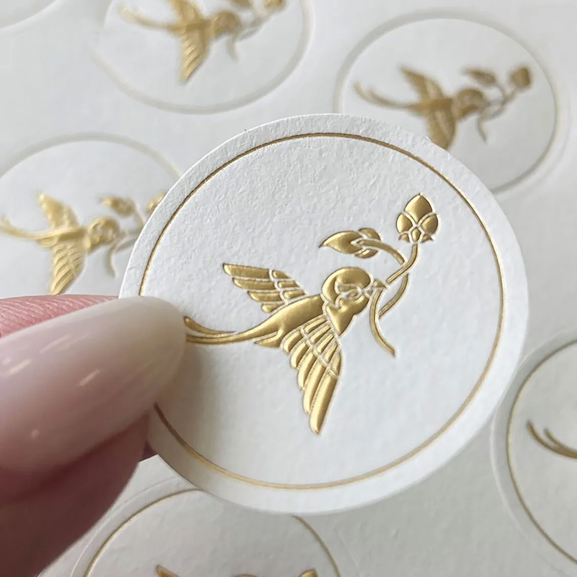 Custom Logo Stickers: Gold Embossing, 2'' 3''4''5''6''7''Round Labels