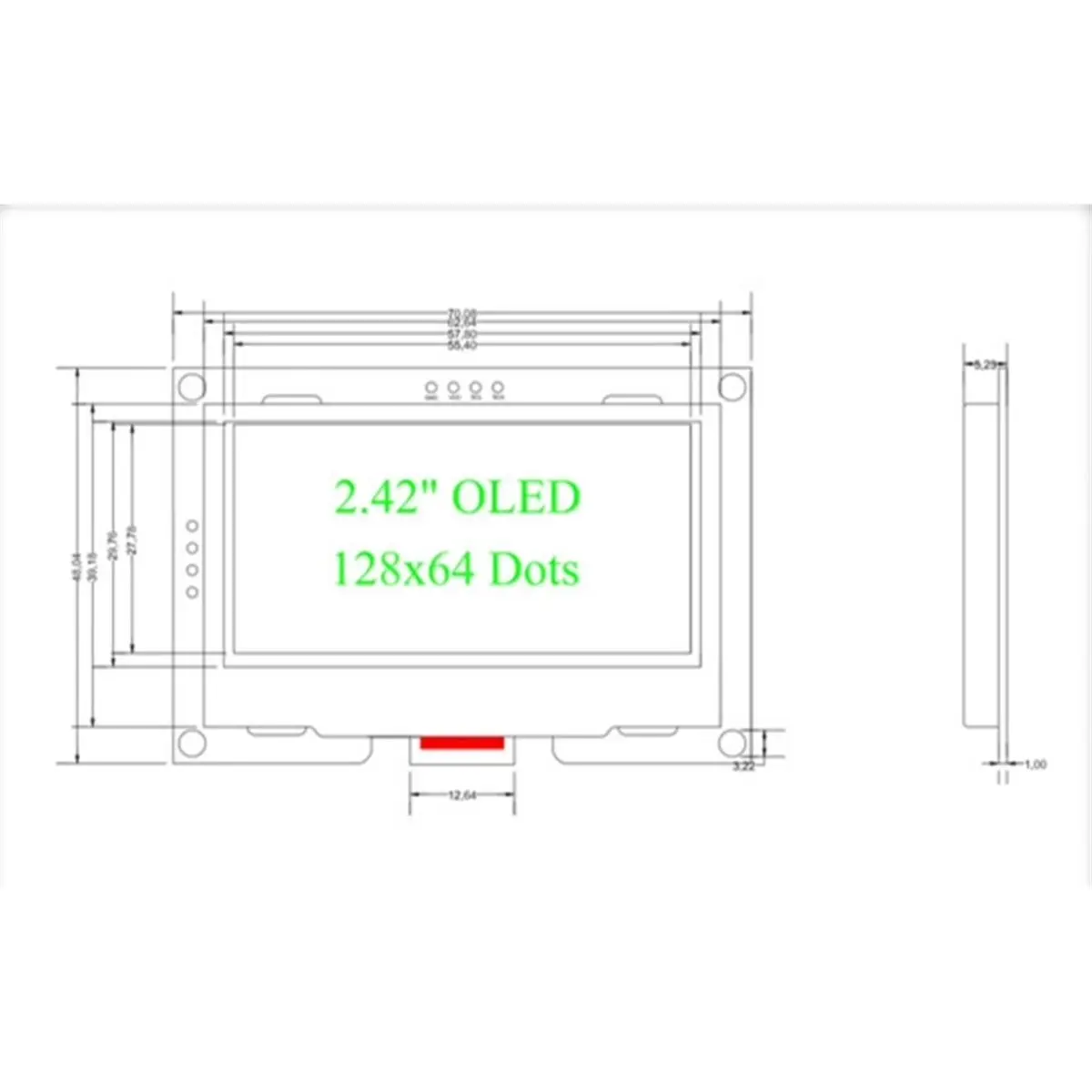 2.42-Inch High-Contrast OLED Display Module - 128x64 Resolution,for /SPI Interface, White