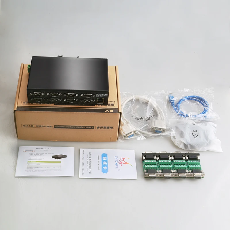 Diewu 8 Port RS232 RS485 RS422 إلى إيثرنت TCP/IP محول متعدد الأجهزة التسلسلية خادم التبديل بوابة Modbus