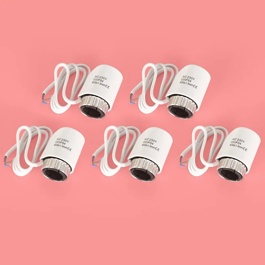 5pcs Normally Closed Floor Heating Electric Thermal Actuator Valve AC 230V M30x1.5mm White