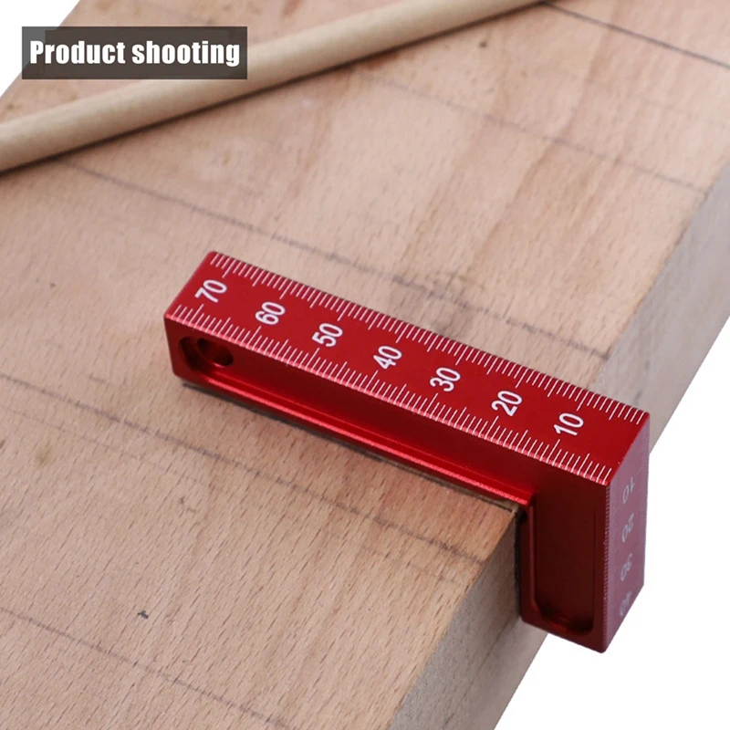 L-Shaped Square Small Red Graduated Positioning Ruler Aluminum Alloy Woodworking Tool