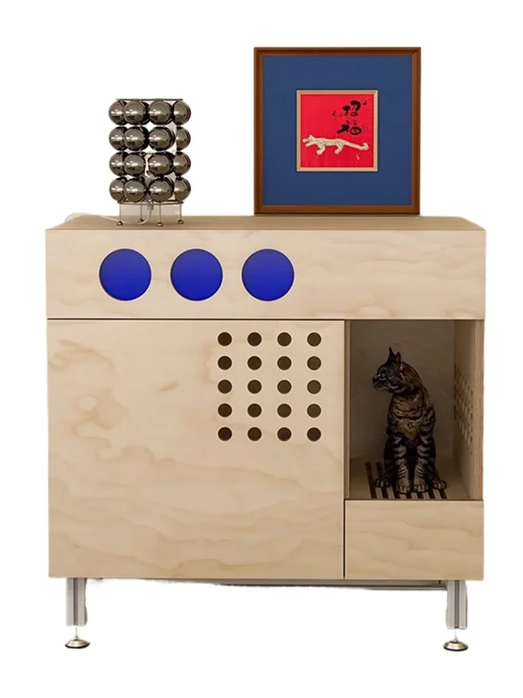 Vintage birch ocean board Bauhaus side cabinet integrated storage rack against the wall furniture cabinet rack