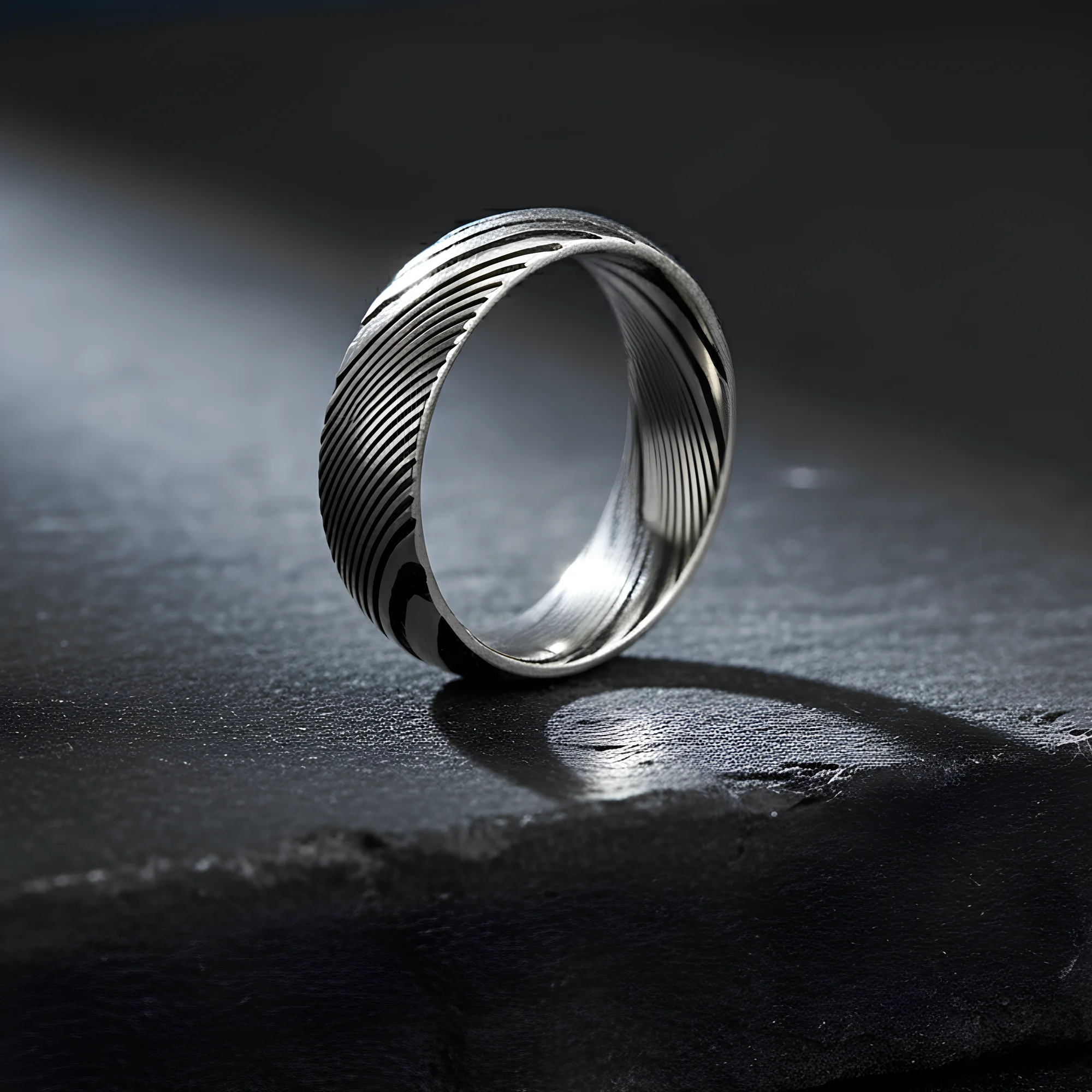 Brutalist Damascus Steel Ring for Men Minimalist Design AAA+ Cubic Zirconia Wedding Band Unique Mens Jeweley Accessories 2025