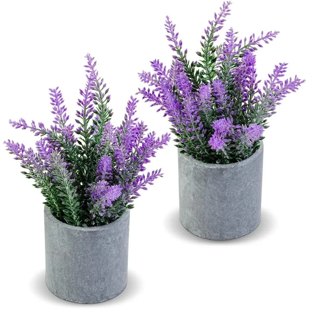 

Artificial Lavender Plant in Pots Faux Purple Lavender Flowers Decor Fake Flower Plant for Bathroom Bedroom Kitchen Home Decor