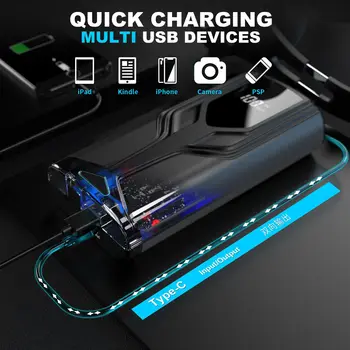 Portable 12V Car Jump Starter Power Auto Battery Booster Emergency Starting Device Smart