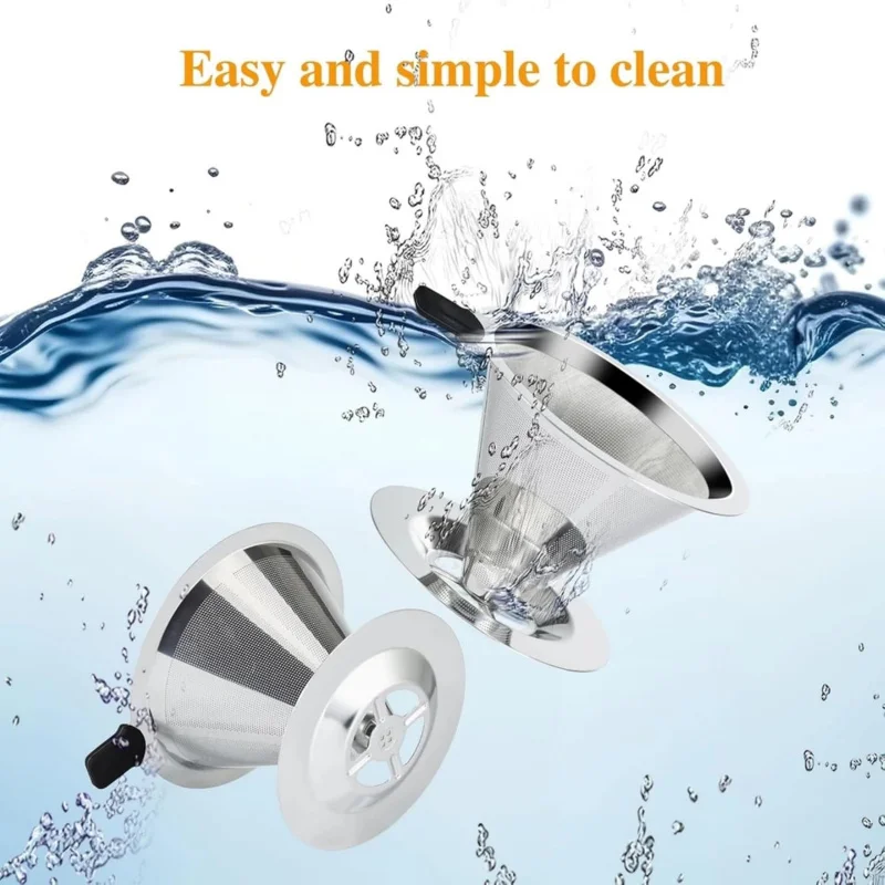 

Фильтрующий стакан из нержавеющей стали, фильтр для кофе ручной работы, фильтровальная бумага без фильтровальной бумаги, воронка для разделения остатков чая, двухслойная f 304.