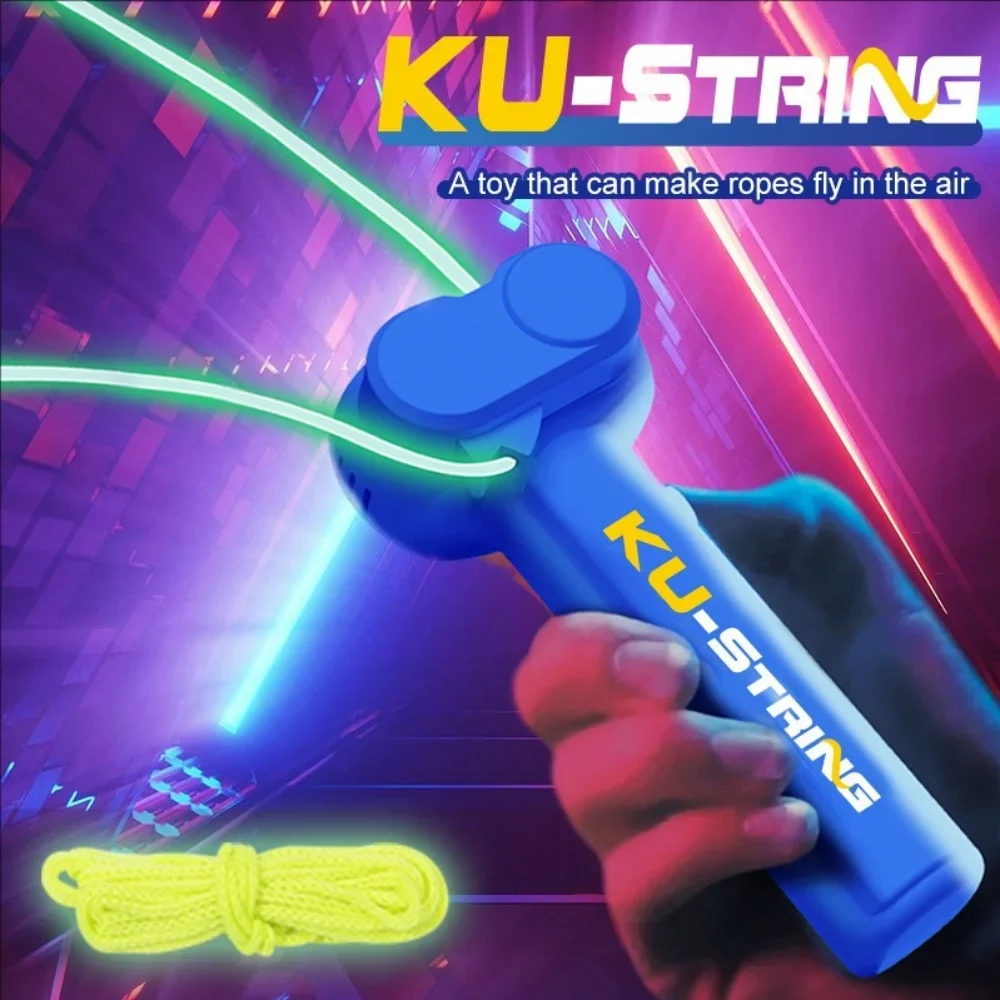 Light Toy String Glow In The Dark String Rope Launcher Luminous Portable Handheld String Stress Relief Toys For Kids Party Gifts