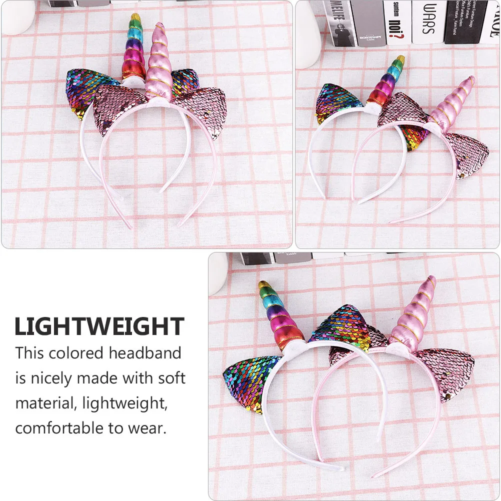 

4pcs Unicorn Headbands Party Hair Hoops Birthday Cosplay Headdress Comfortable Lightweight Universal Size Easy Wear