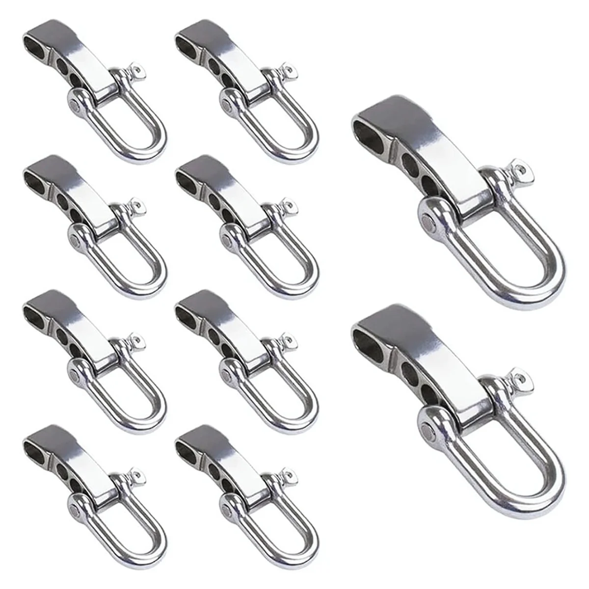 10Pcs Paracord Bracelet Shackle Buckle, Bow Anchor Shackle Clasp D Shackle Clip Adjustable for Survival Bracelet Silver