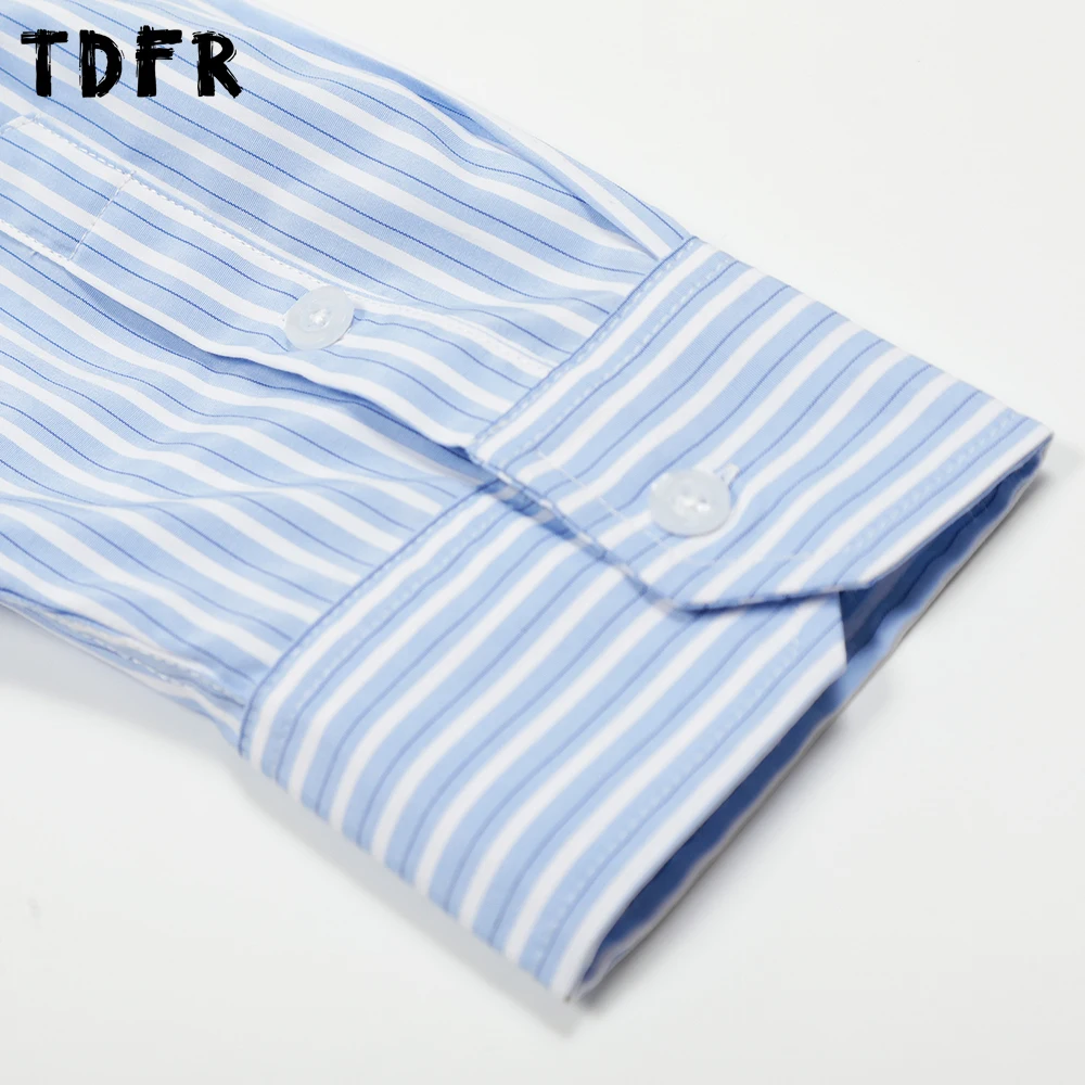 رسالة التطريز مقلمة قمصان رجالي الخريف عادية ريترو فضفاض التلبيب واحدة الصدر طويلة الأكمام قمصان رجل