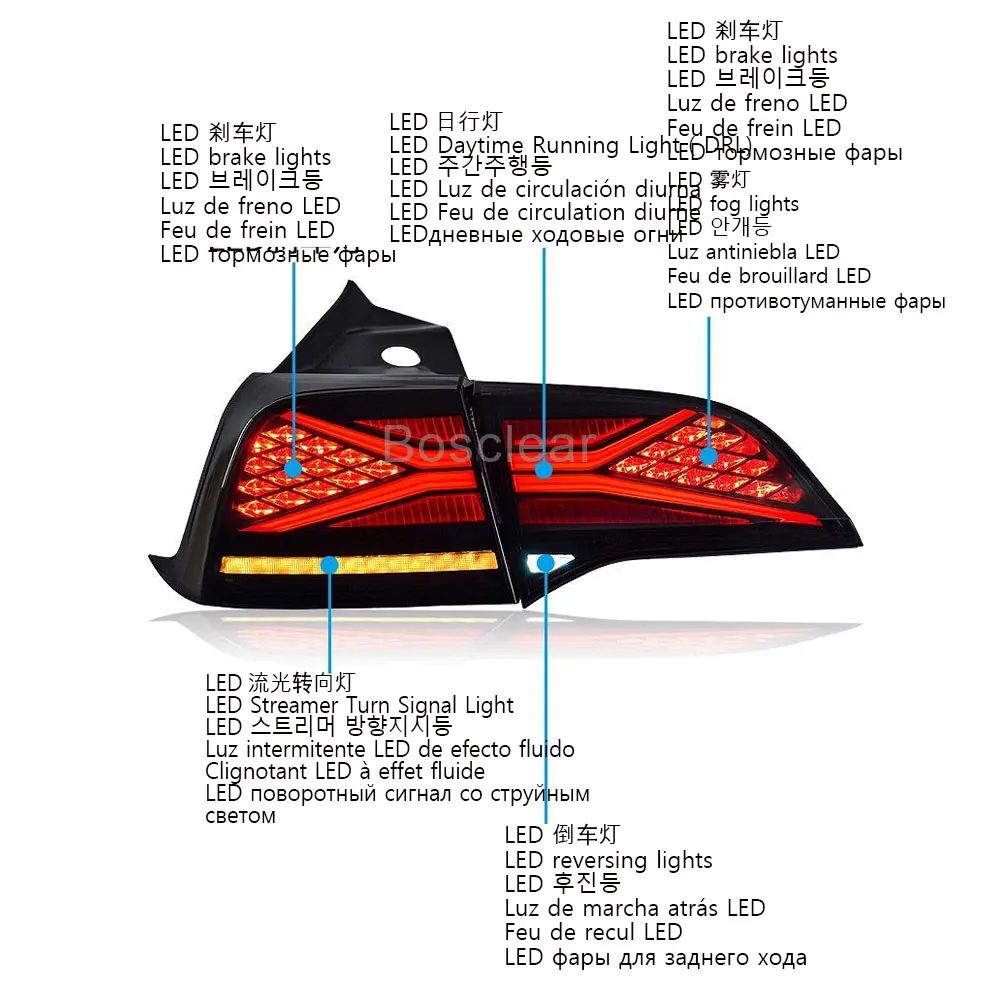 Taillights For 2017 2018 2019 2020 2021 2022 2023 Tesla Model 3 Model Y Car Start Up Animation Rear Lamp LED Tail Light Assembly