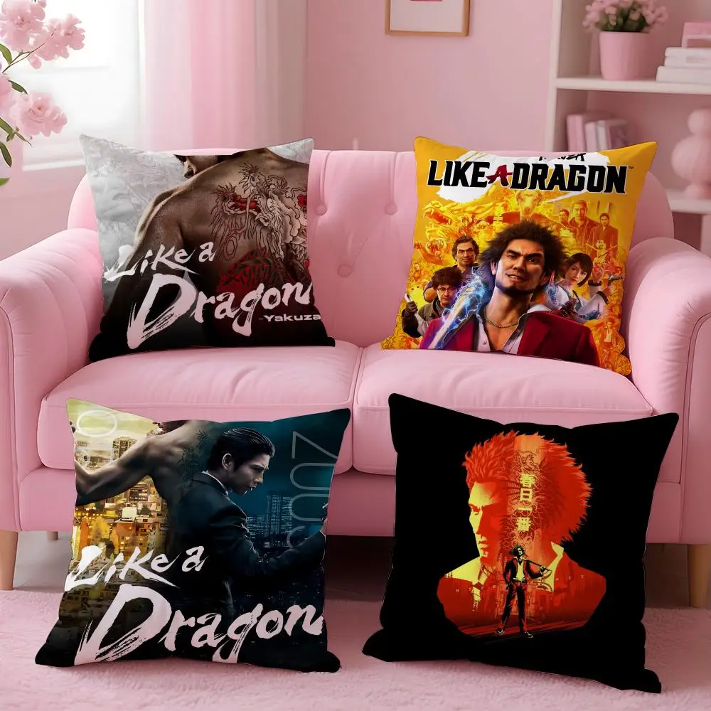 Yakuza L-Like a Dragon غطاء الوسادة قماش قطيفة ناعم على الوجهين مطبوع أريكة شتاء دافئ هدية المنزل كيس وسادة