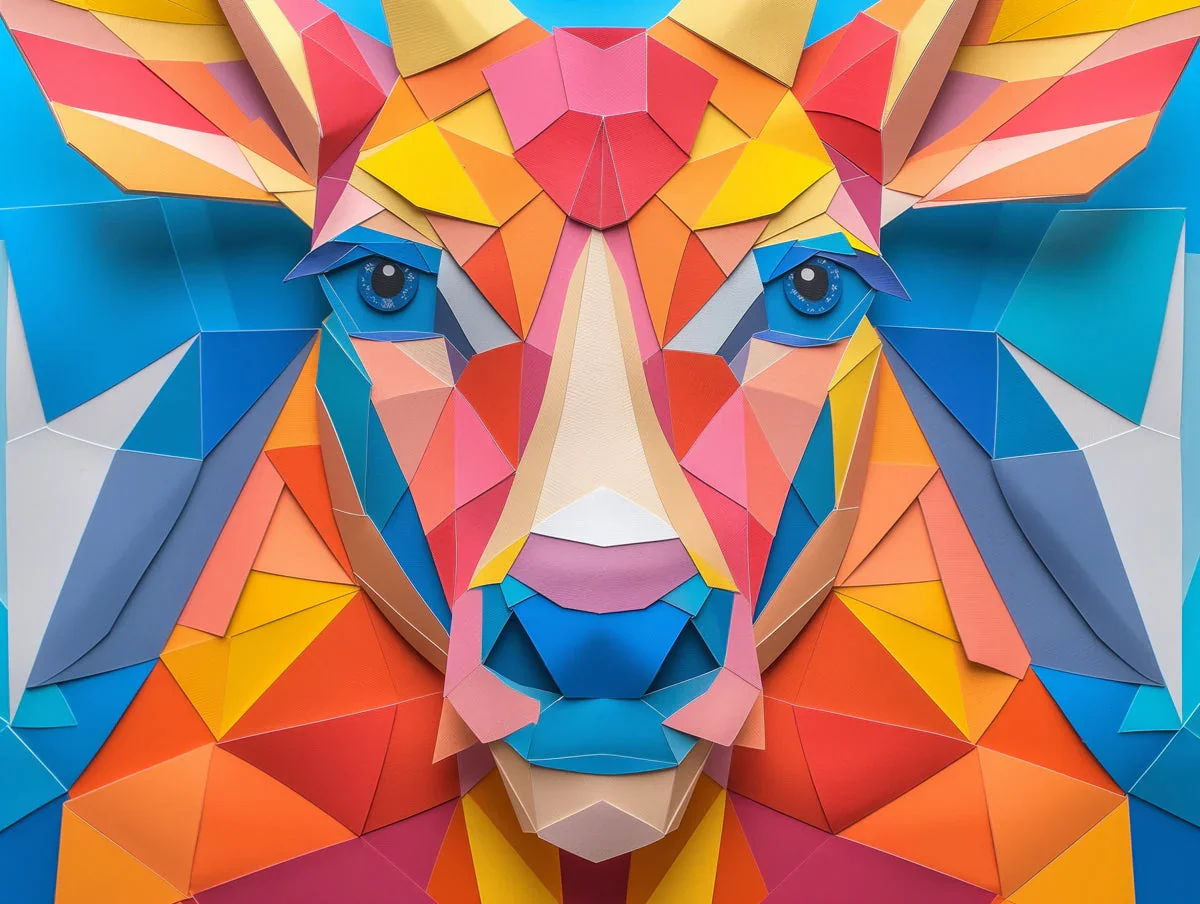 Geometric Deer Mural Wallpaper in Room Various Custom Peel and stick wallpaper