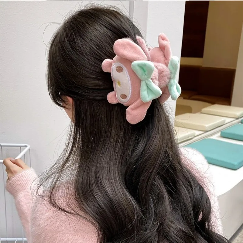 Sanrioed Minisoed Animation Peripheral Large Plush Clip Ins Girl Heart Kawaii Wash Makeup Daily Hairpin Jewelry Holiday Gifts