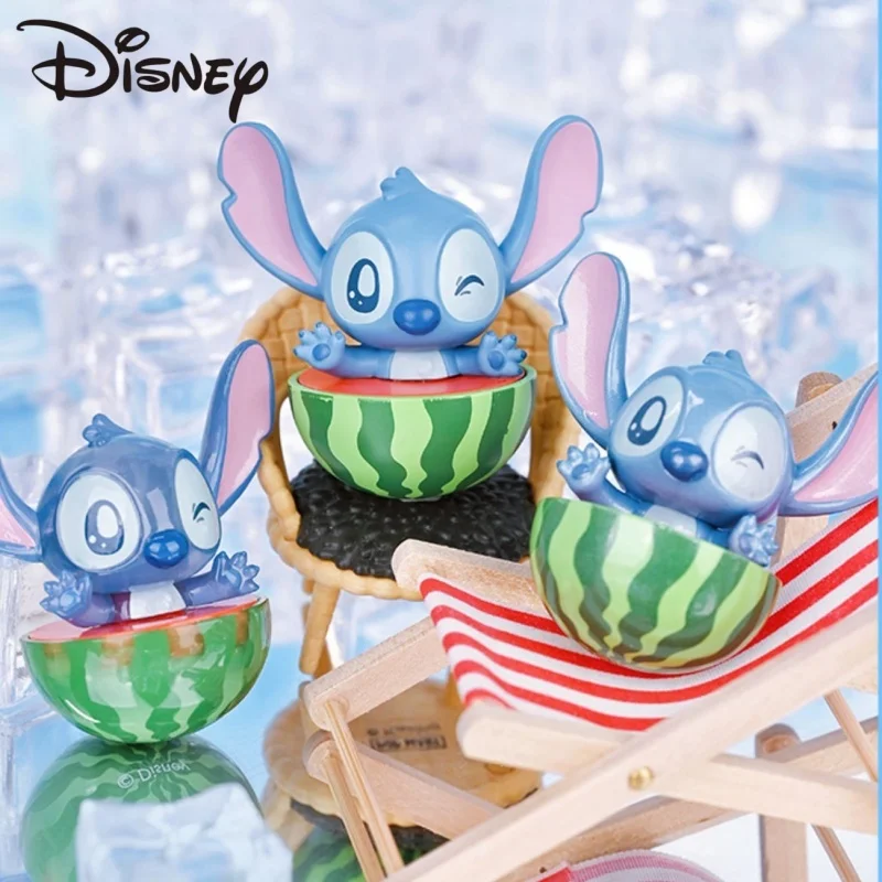 Disney Genuine Stitch Eating Melon Tumbler Series Blind Bag Cartoon Cute Collection Model Figurine Desktop Ornaments Toy Gift