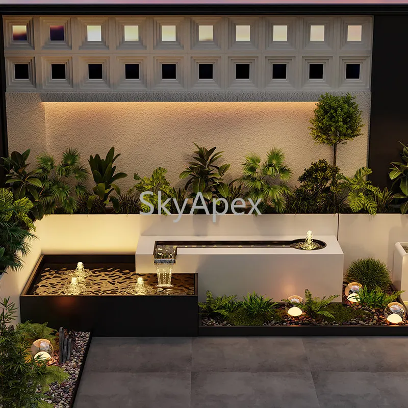 Modern Minimalist Stainless Steel Outdoor Fountain - Circulating Water Ornament for Rust-Proof Yard Garden Fish Pond Landscaping