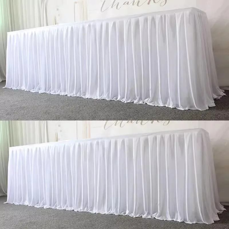 Baby shower table skirt wedding party banquet stage ice silk chiffon table skirt for table cloth table skirting for birthday