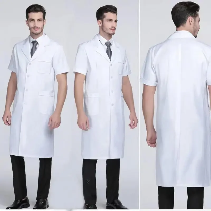 White Lab Coat Experimental Medical Uniform Long Sleeved Student White Coat Food Factory Nurse Uniform Laboratory Work Uniforms