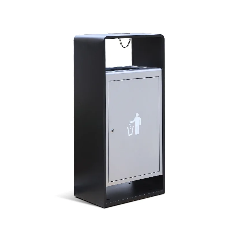 Square Direct throw trash can, Leather Box, Outdoor Metal Trash Can, Outdoor, Can Be Recycled