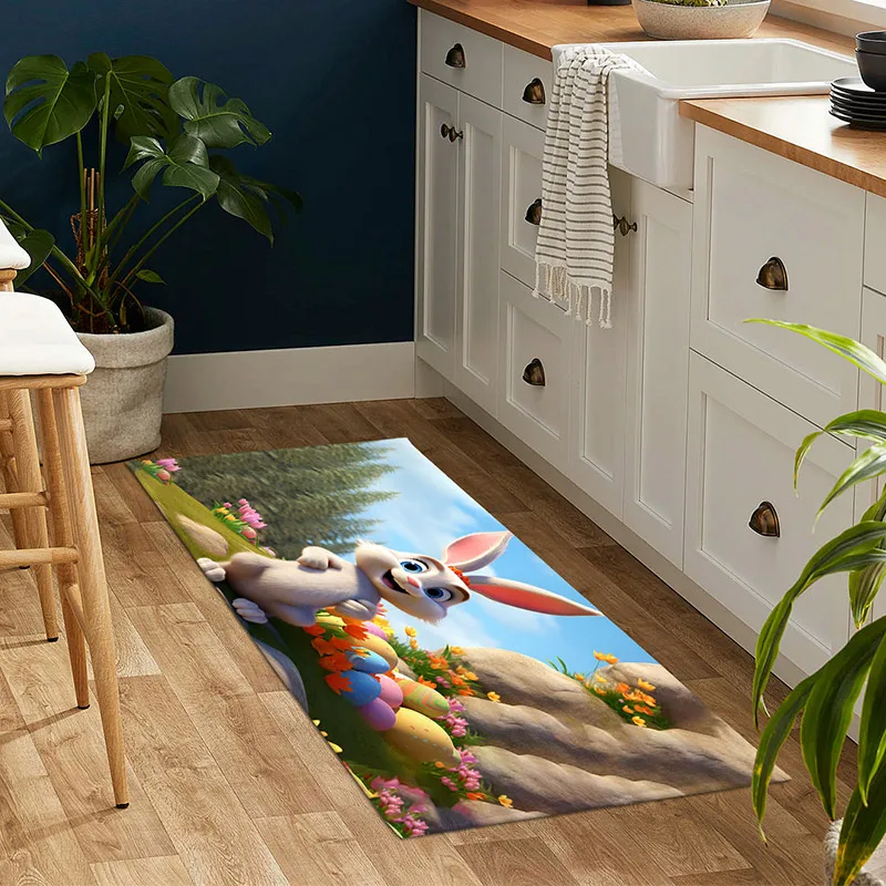 

Easter cartoon printed floor mats are non-slip and absorbent in the bathroom, and the living room is waterproof and dirt-resista