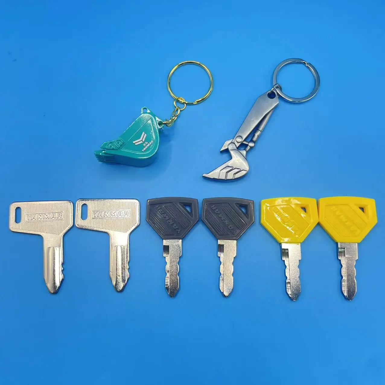 2PCS Key 301 and 52160 Excavator Ignition Key Chain for Yanmar Grader Dozer Vehicle Accessory with Bottle opener keychain