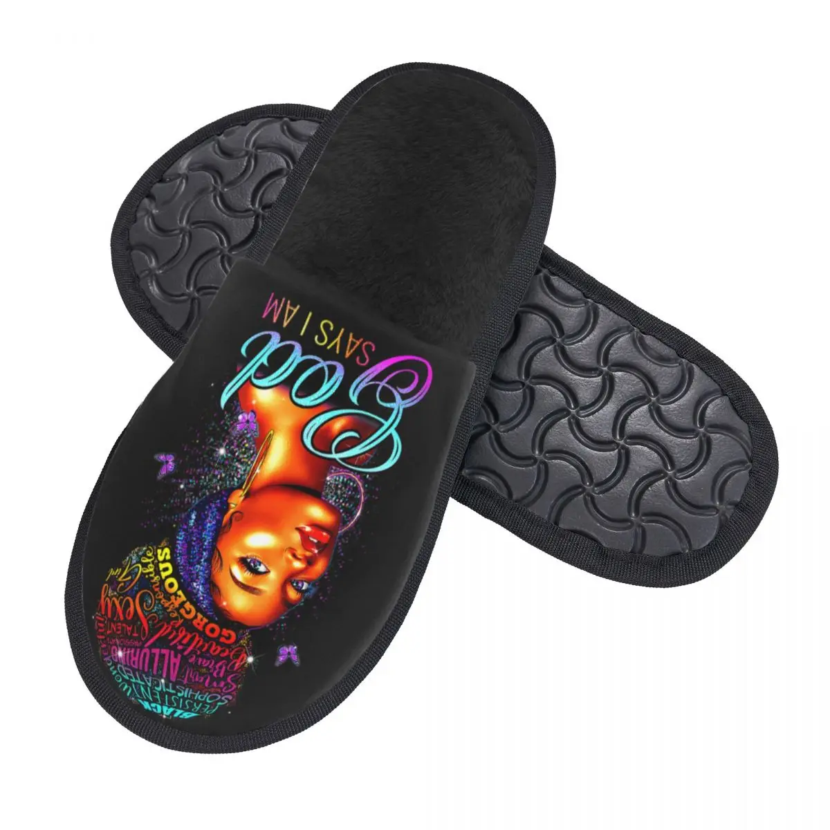 Custom African Girl American Black Women Guest Slippers for Bathroom Women House Slipper